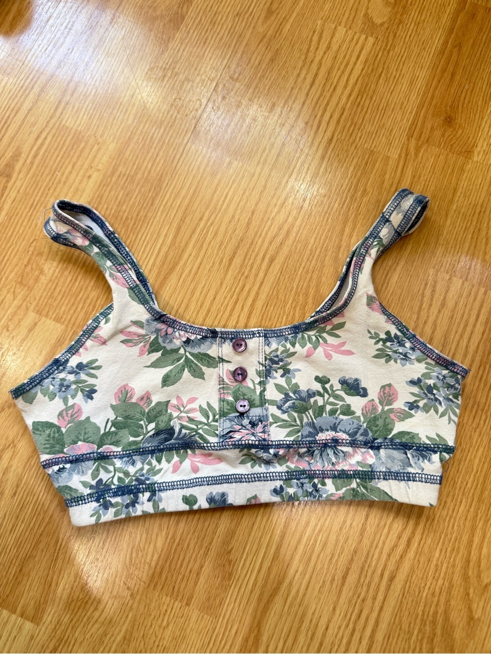 L.A. Sport Floral Bralette Crop Top Medium Y2K Cottagecore Cami